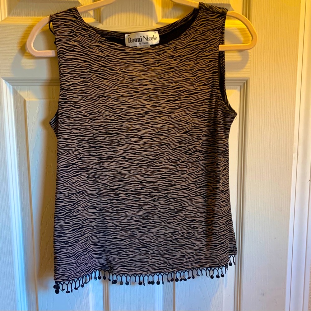 Vintage Ronni Nicole zebra beaded top